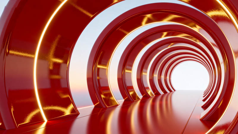 红色隧道科技感通道图片