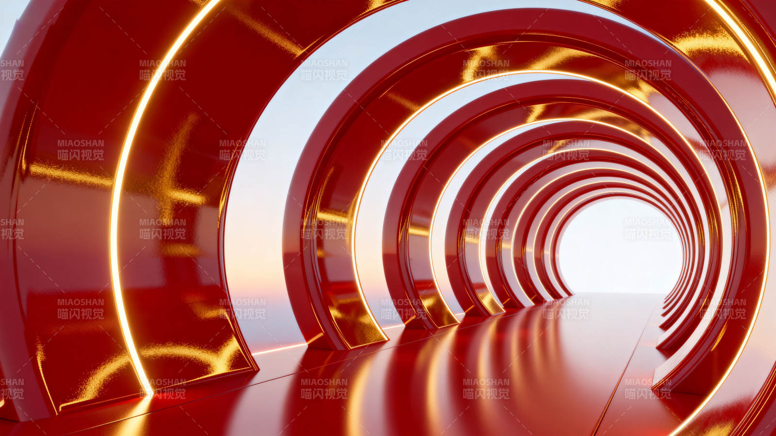 红色隧道科技感通道图片