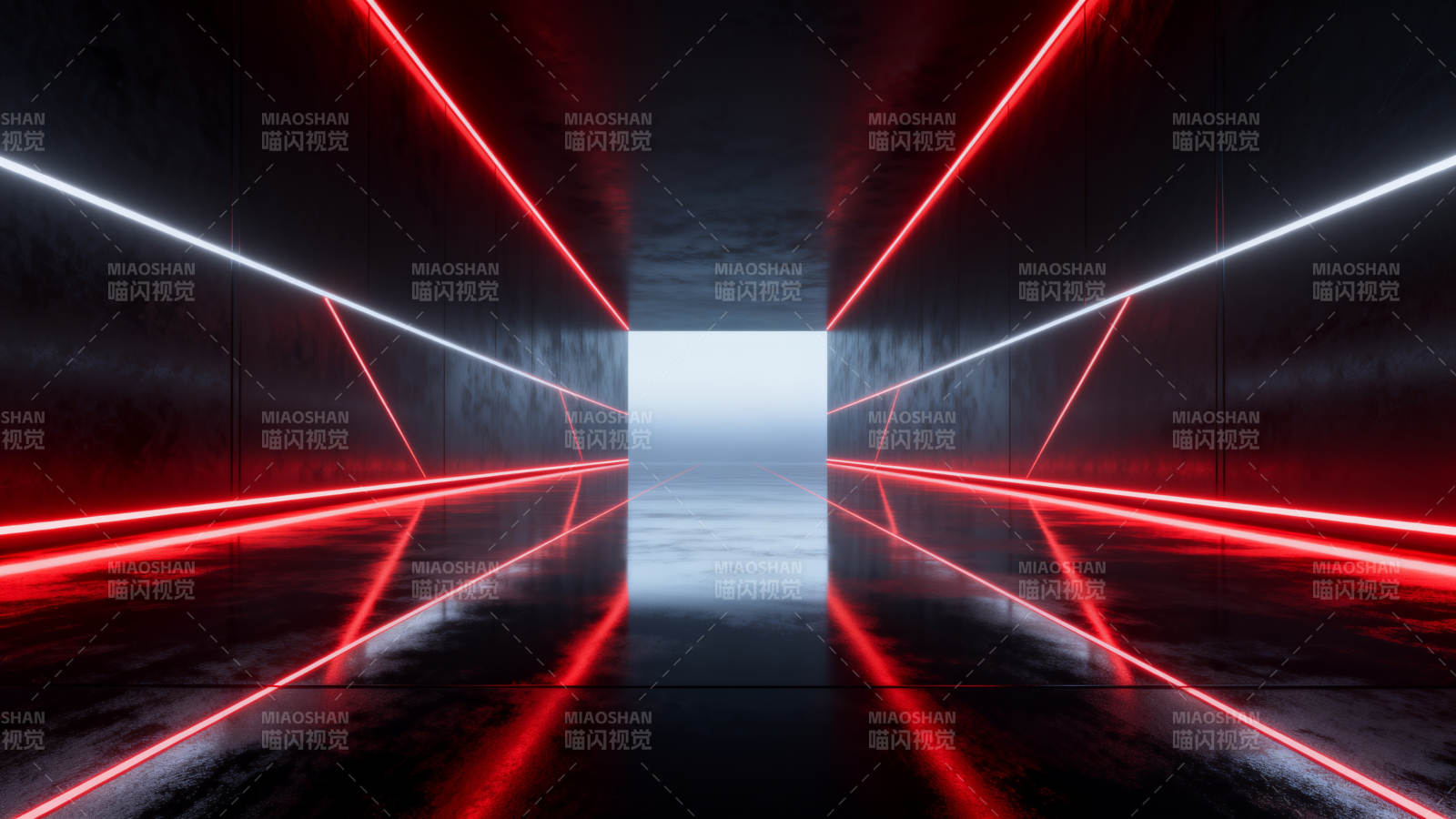 未来感红色光效走廊图片