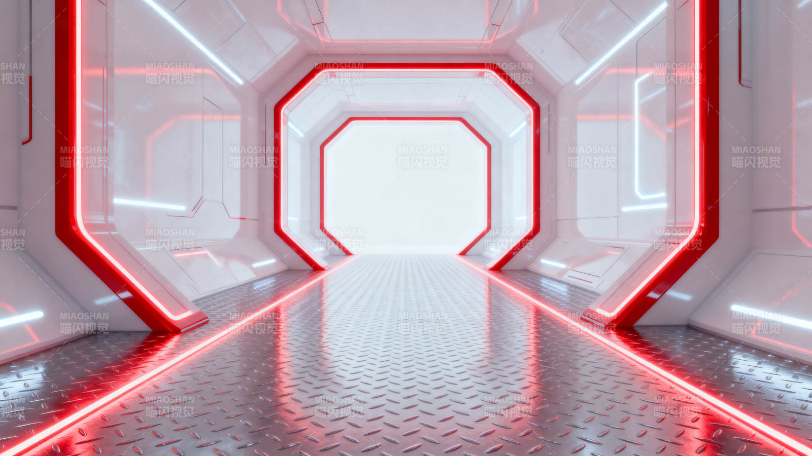 未来科技感红色光效通道图片