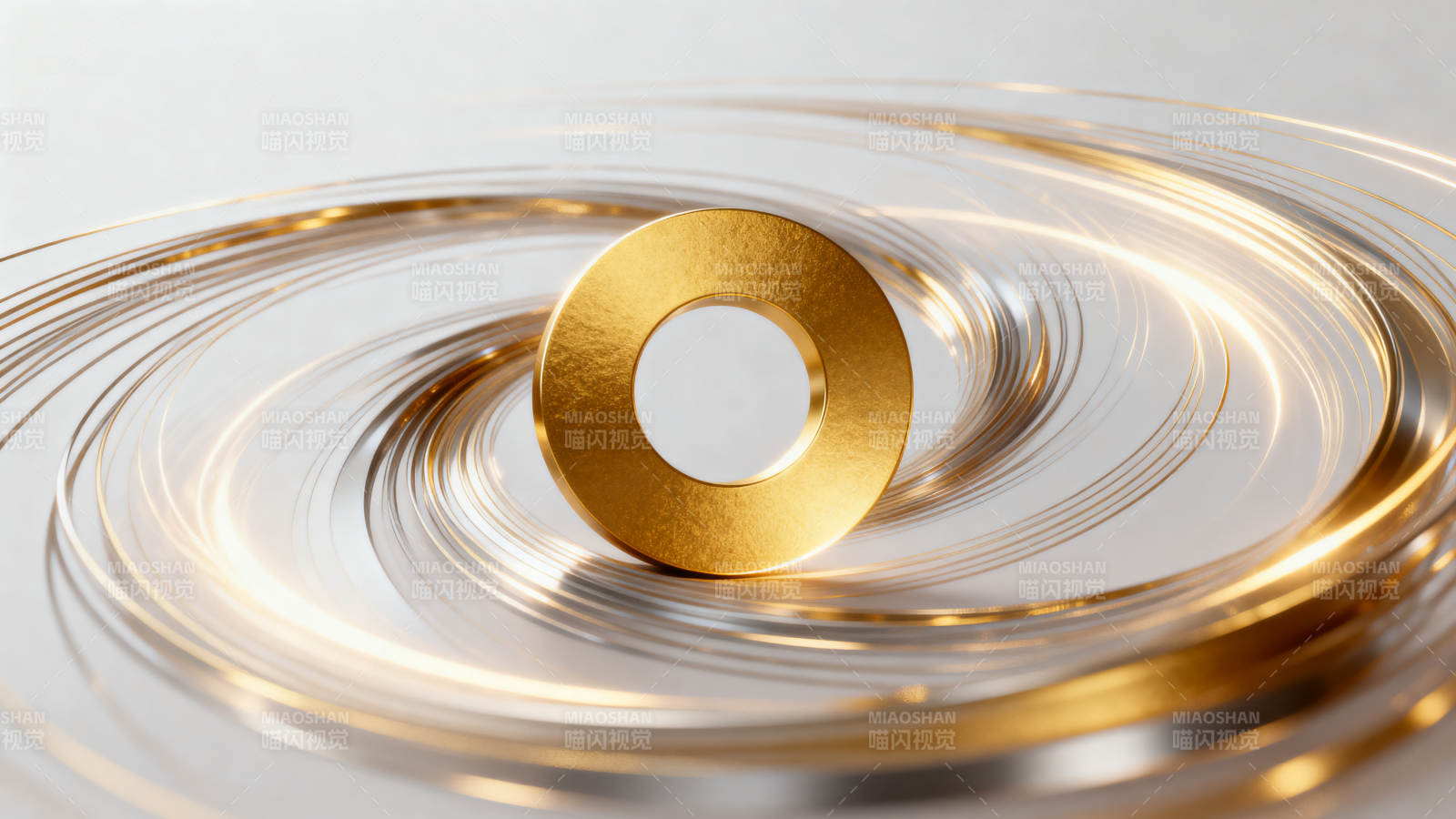 金色圆环与光束漩涡图片