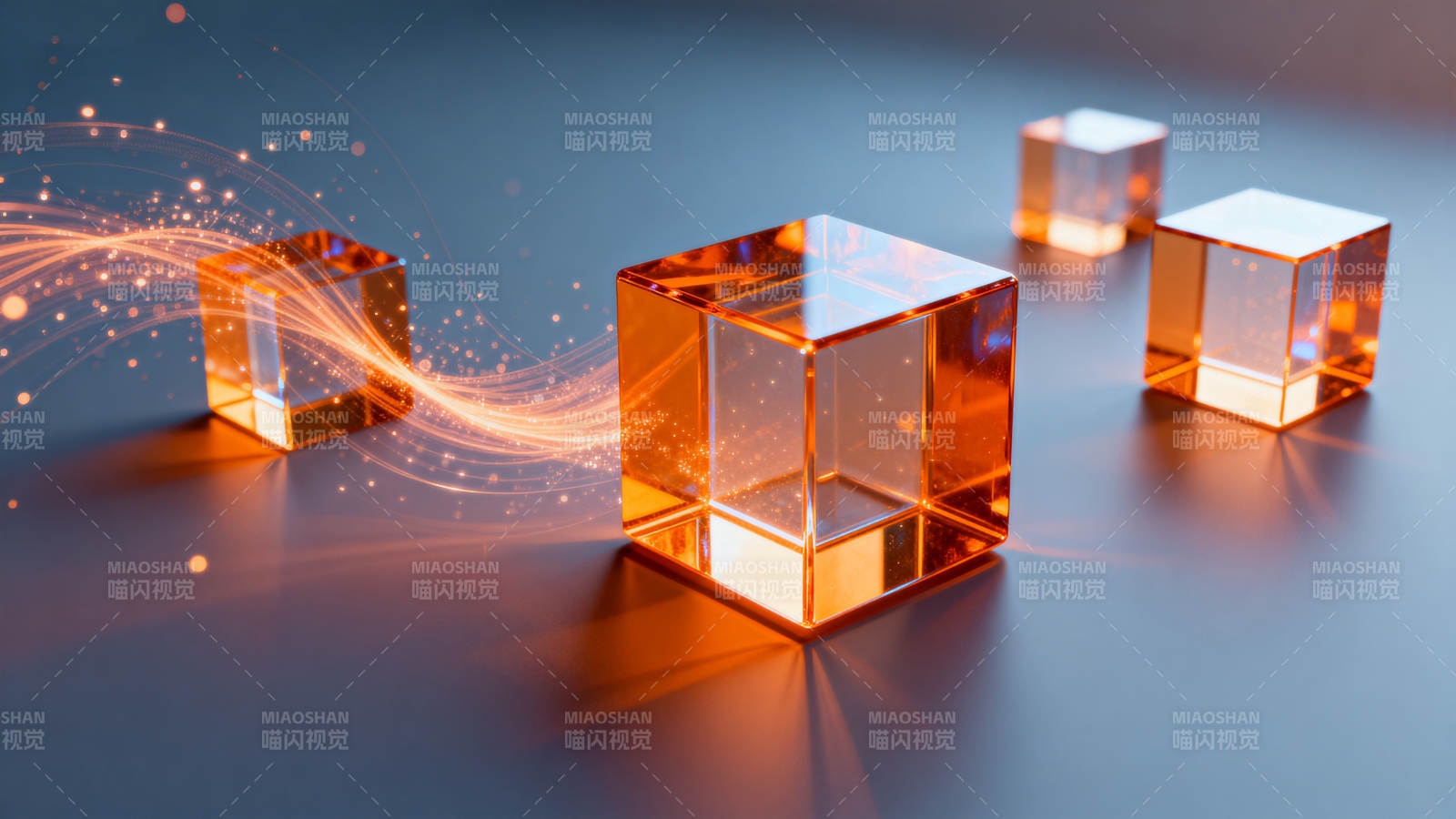 透明立方体与光效图片