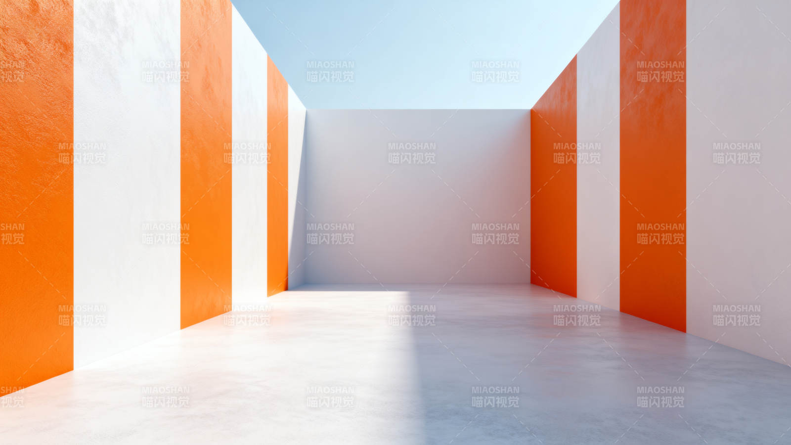 橙白条纹空间设计图片