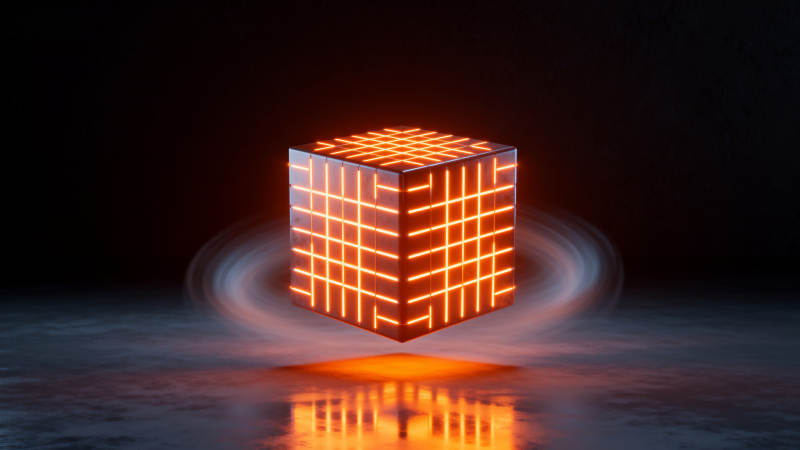 悬浮发光立方体科技感图片