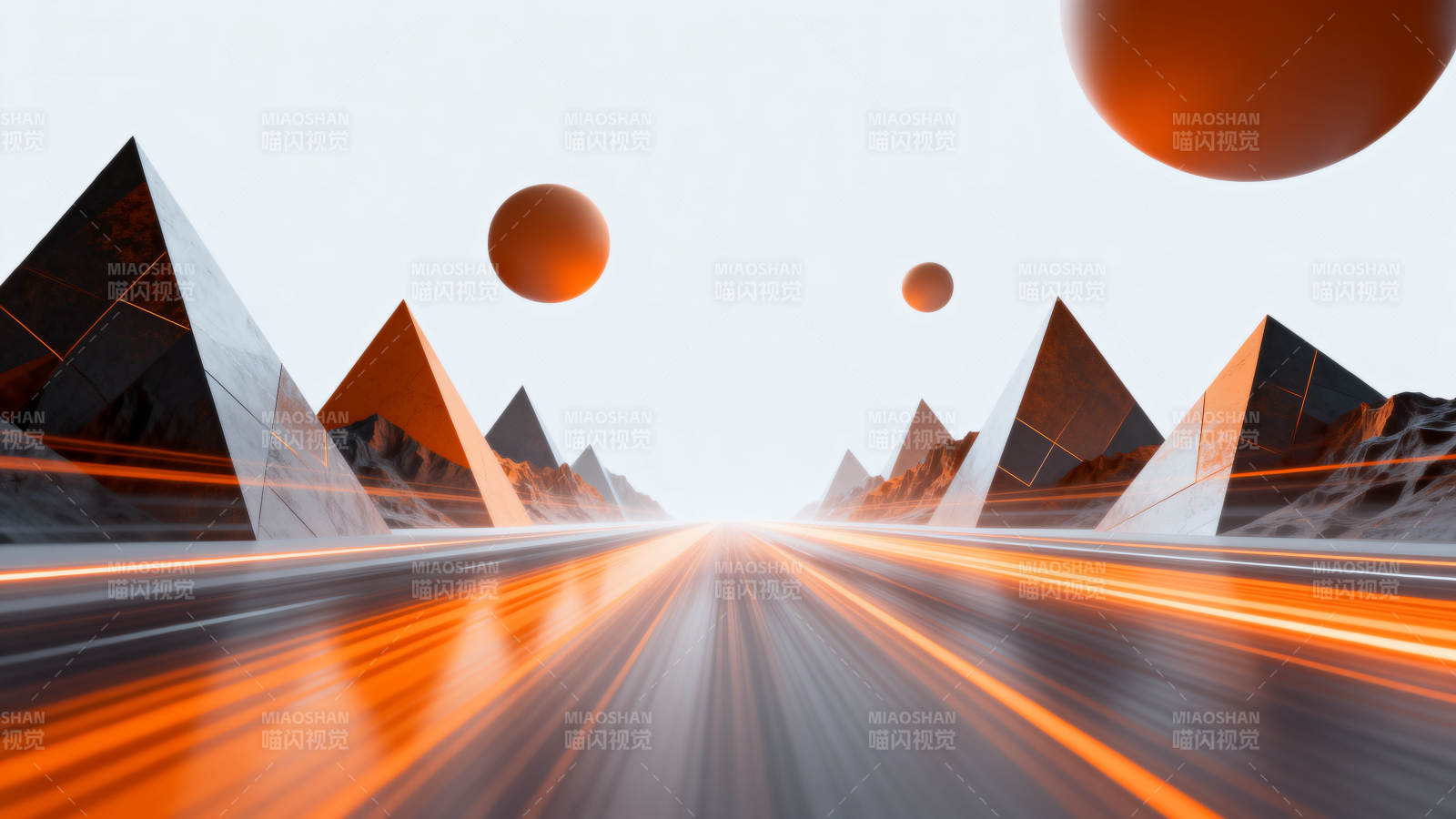 未来感道路与几何世界图片