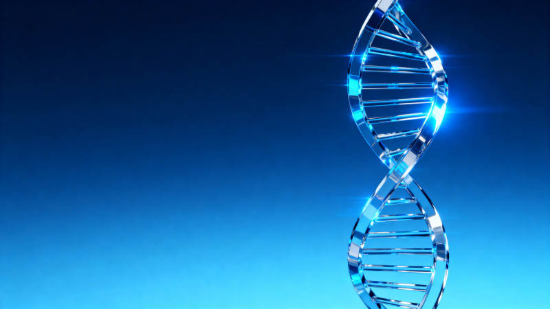 蓝色背景下的DNA双螺旋结构图片