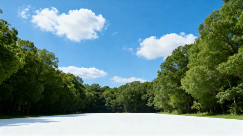 蓝天白云树林空地图片