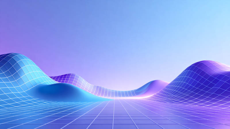 赛博朋克风格网格山丘图片