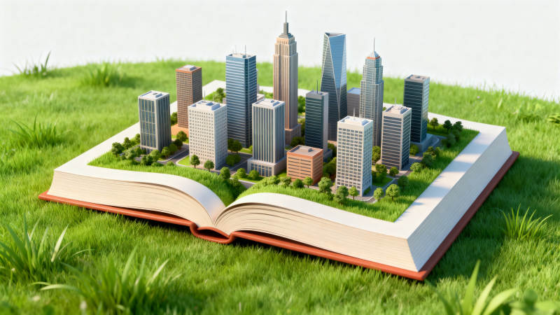 书本上的城市模型图片