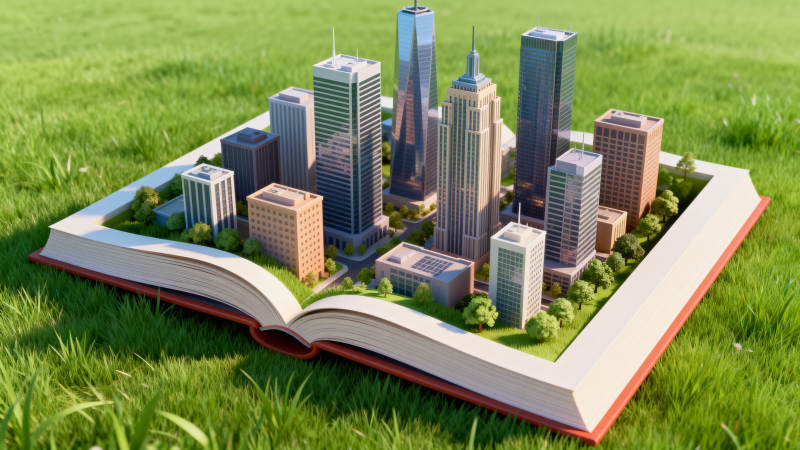 书本上的城市模型图片