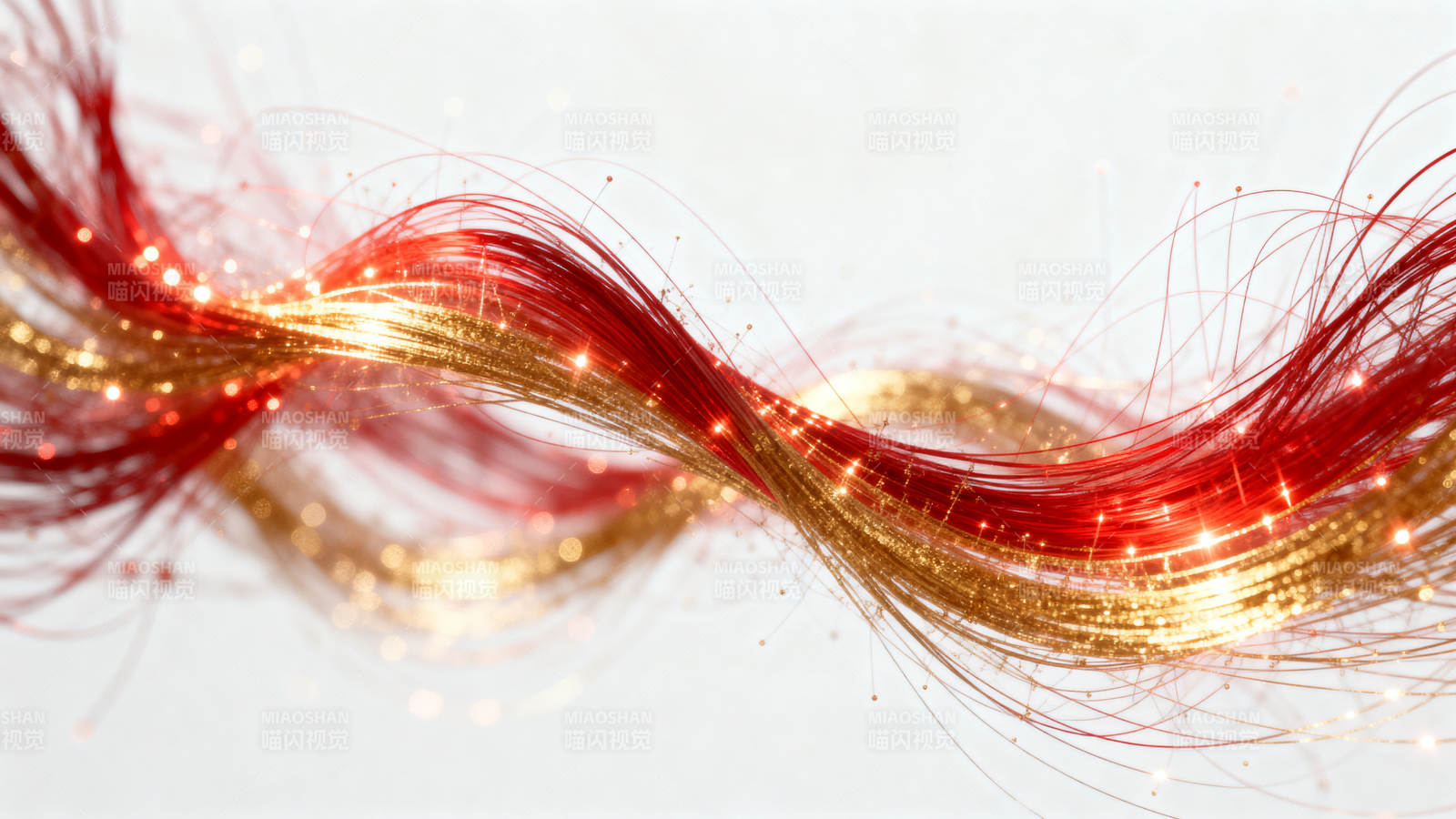 红色金色光丝抽象艺术图片