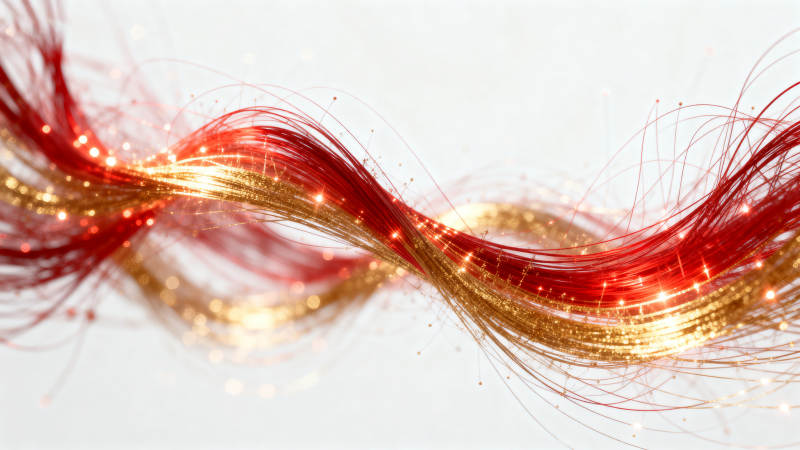 红色金色光丝抽象艺术图片