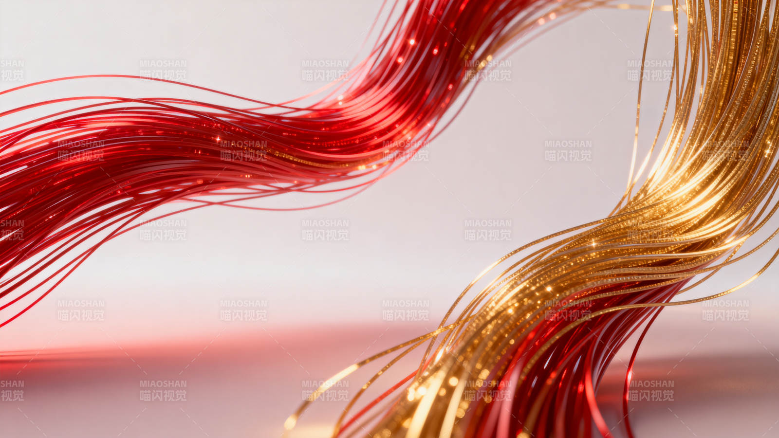 红色与金色线条抽象艺术图片
