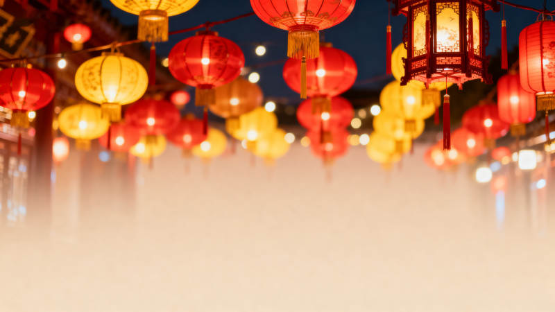 红黄灯笼高高挂图片