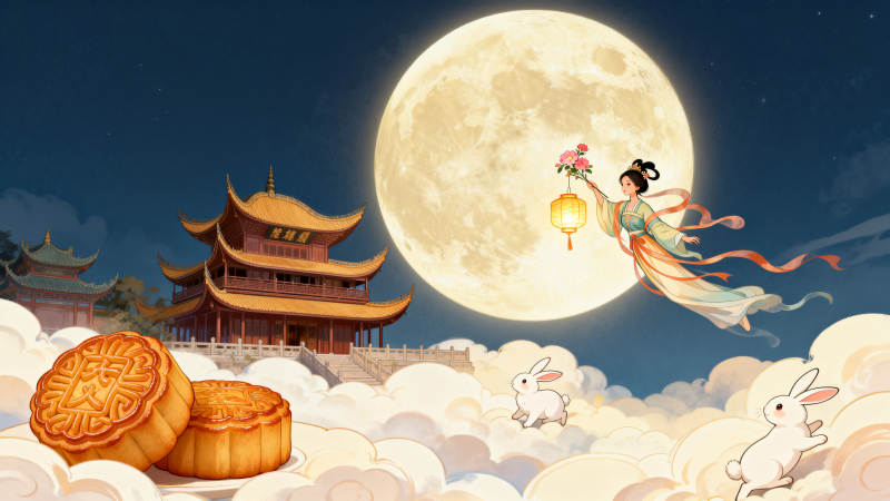 中秋佳节赏月嫦娥玉兔图片