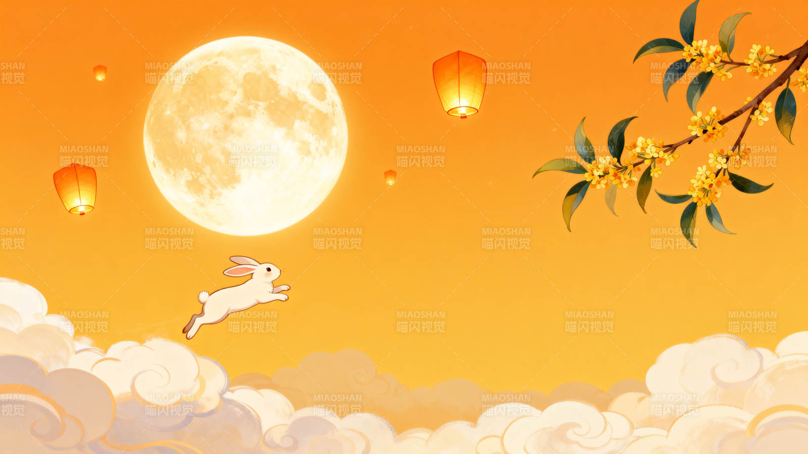 中秋月圆玉兔桂花图片