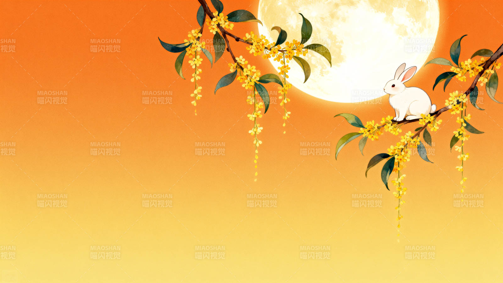 中秋月兔桂花图片