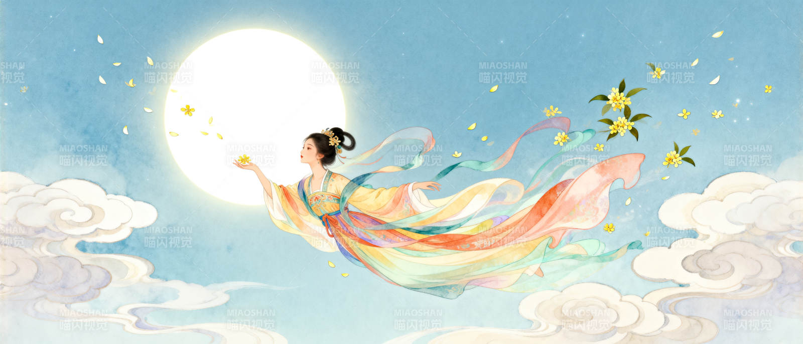 嫦娥奔月中秋传说图片