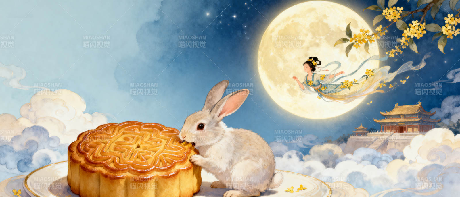 中秋月兔与月饼传说图片
