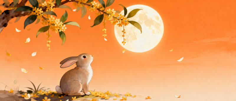 玉兔望月桂花飘香图片
