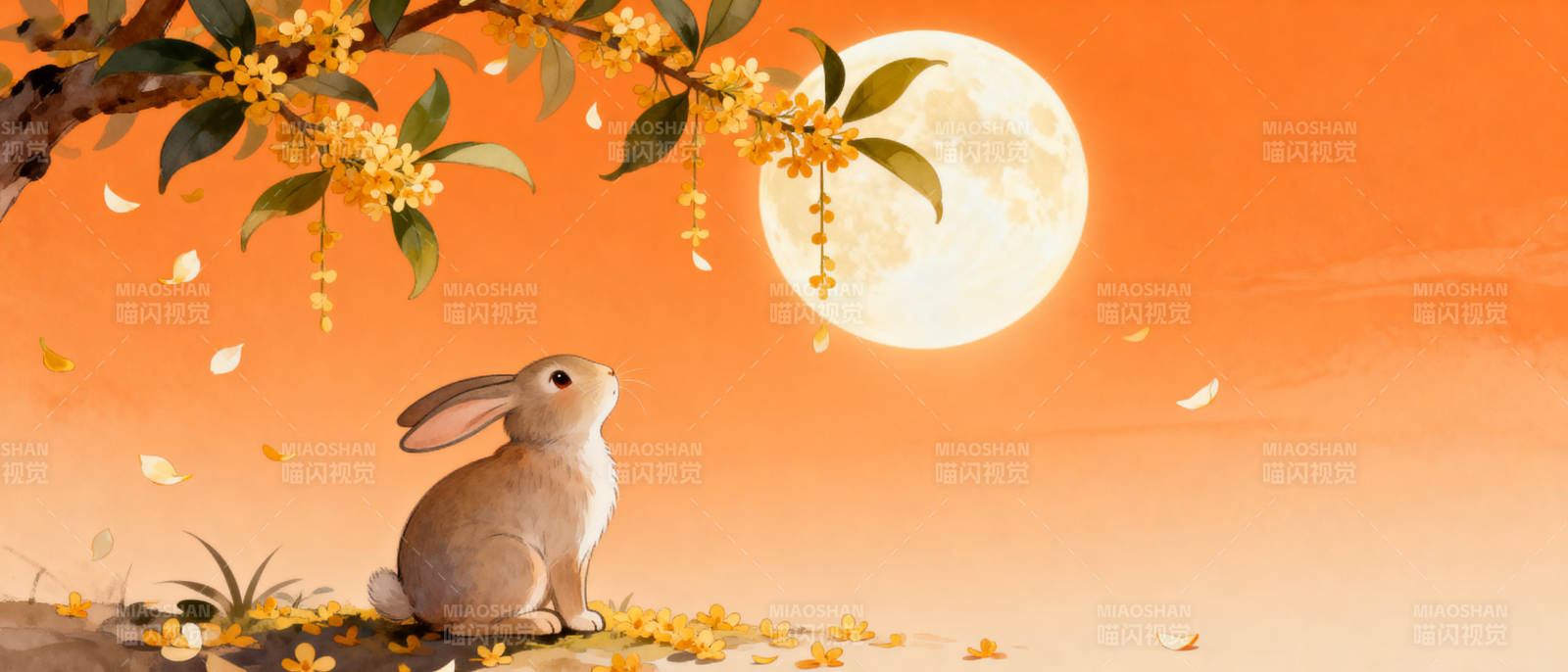 玉兔望月桂花飘香图片