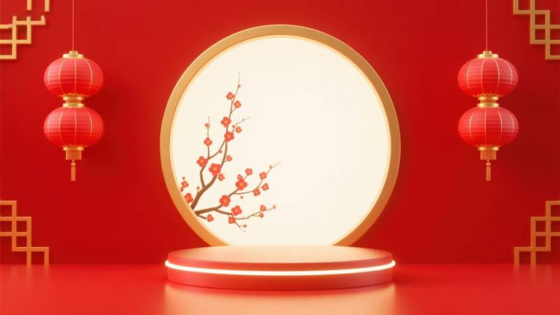 红色背景新年装饰图片