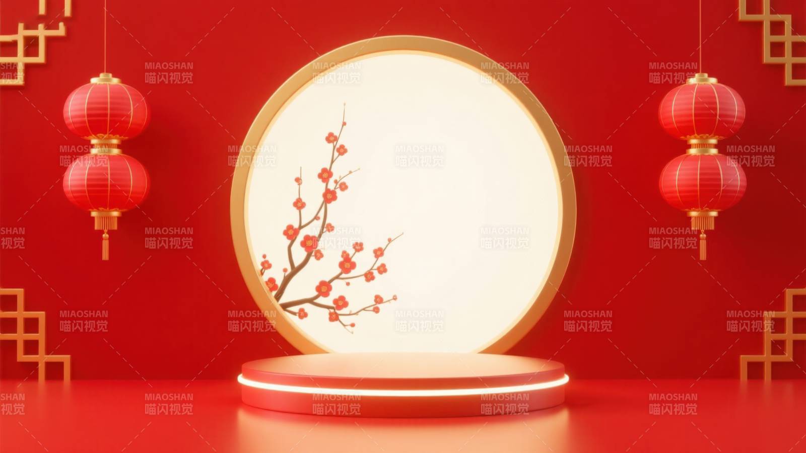 红色背景新年装饰图片