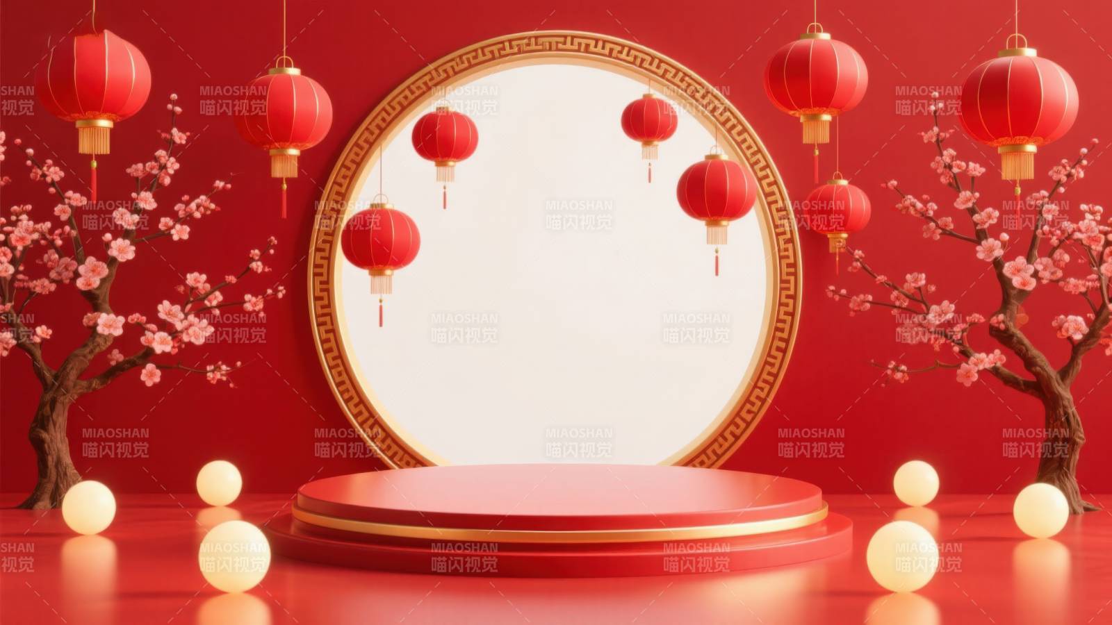 红色背景春节灯笼装饰图片