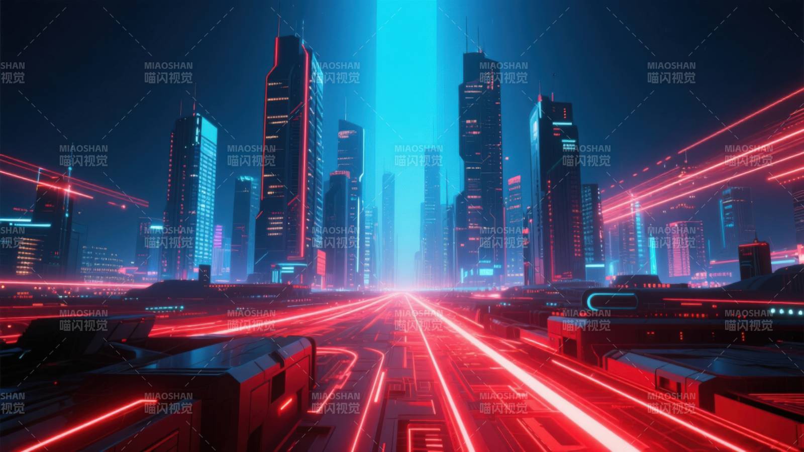 赛博朋克未来都市夜景图片