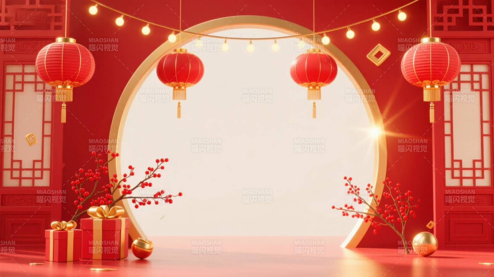 新年节日红色背景拱门图片