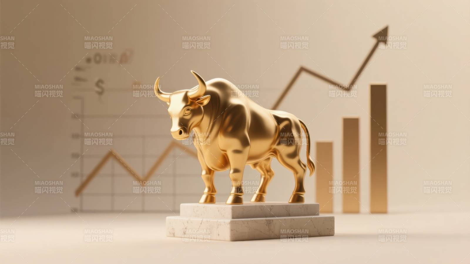 金色公牛股市上涨图片