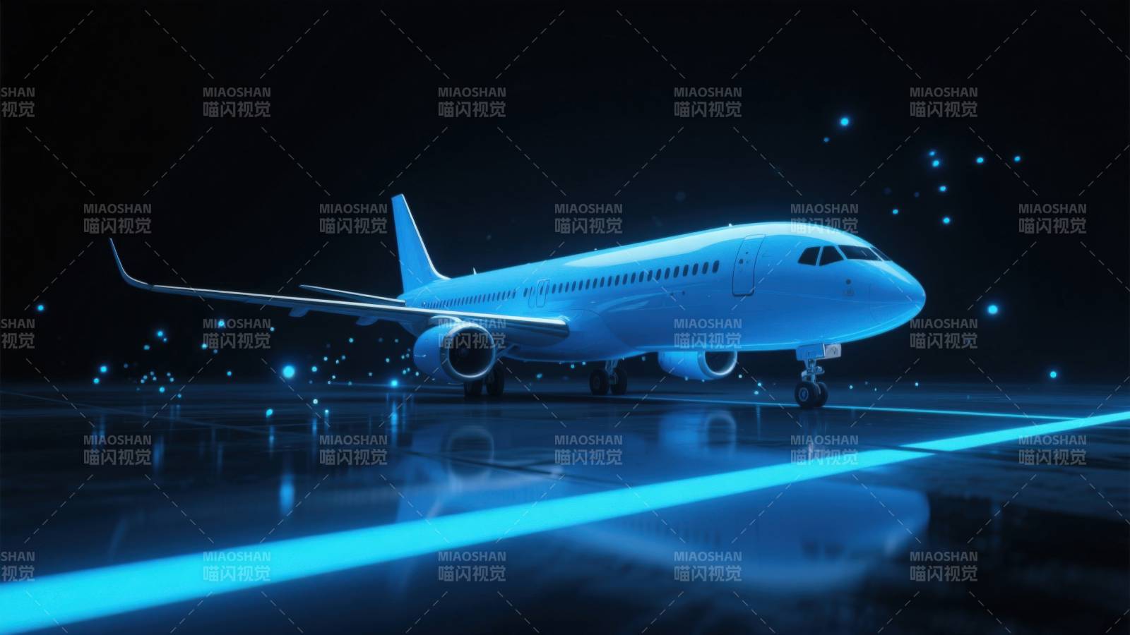 蓝色科技飞机渲染图图片