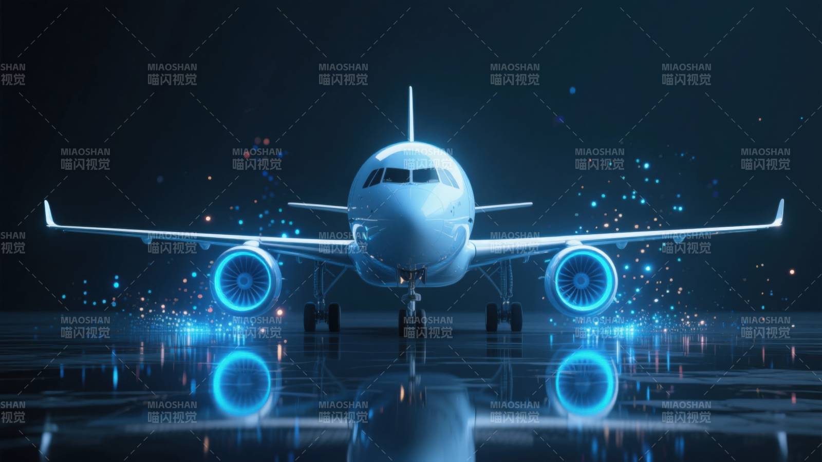 科技感飞机引擎发光图片