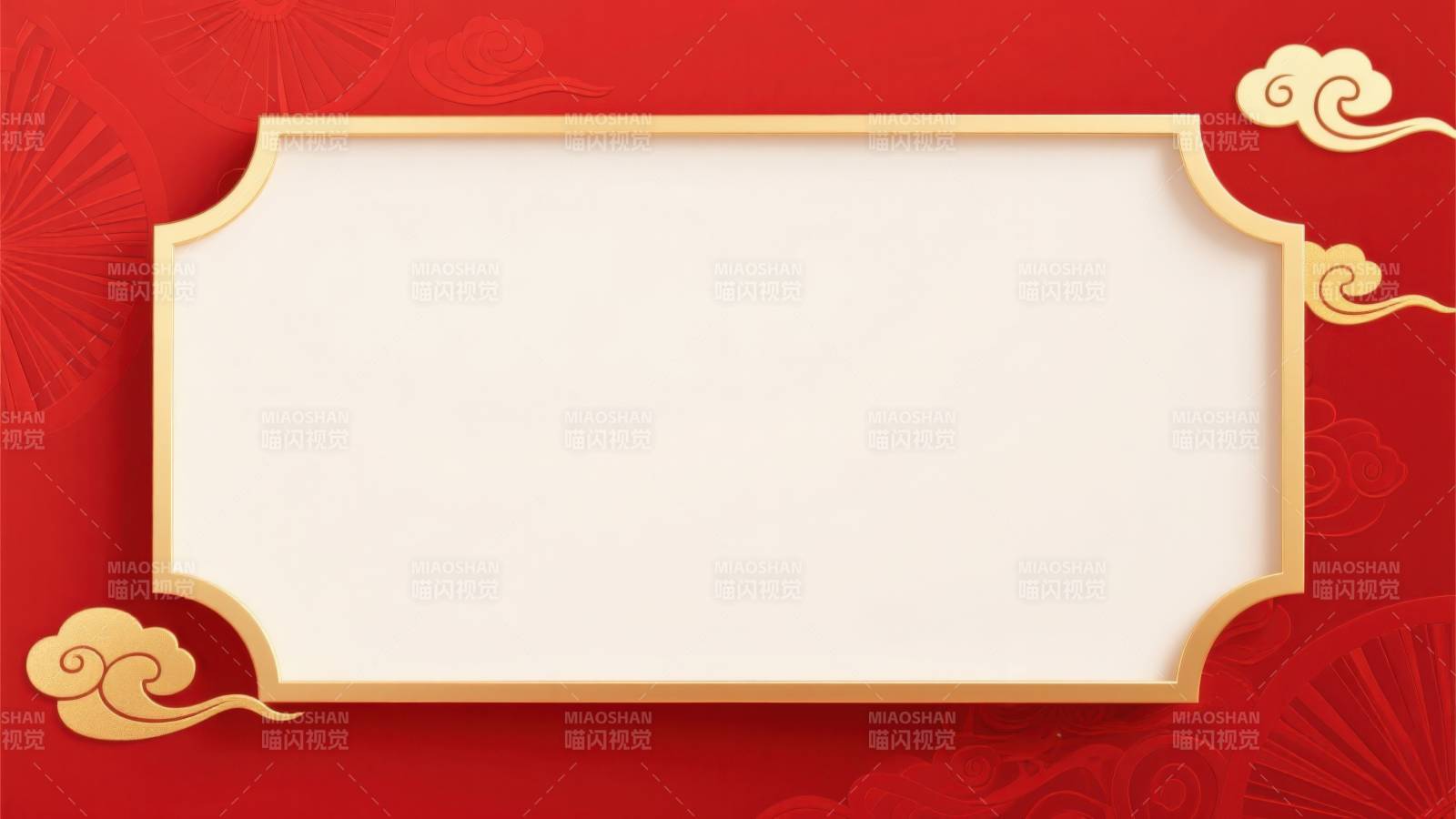 红色背景金色边框祥云图案图片