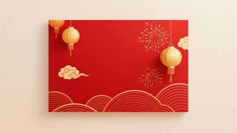 红色背景新年装饰图片