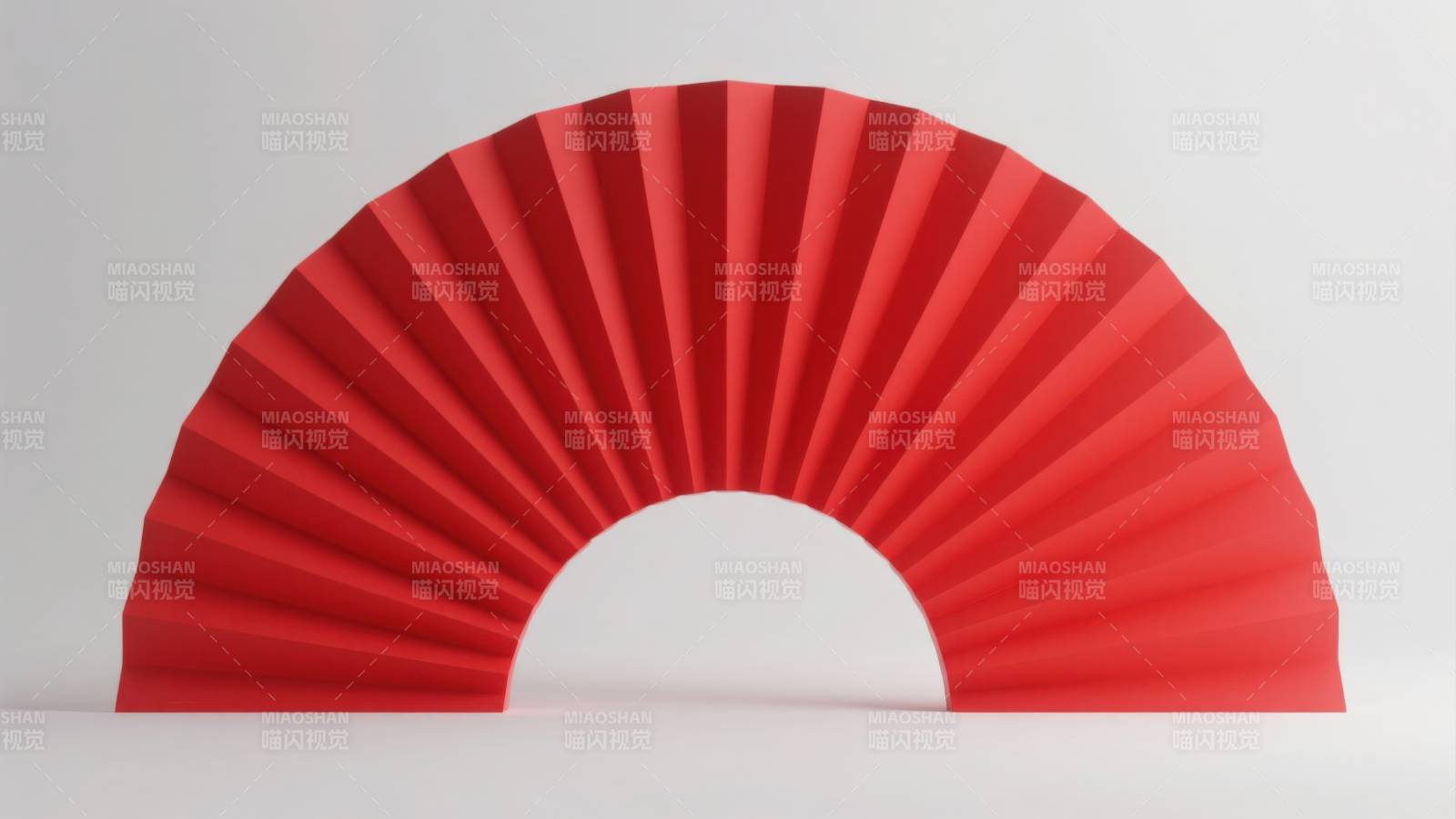 红色半圆形折纸扇图片