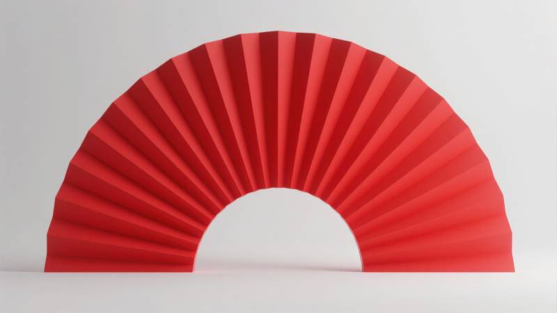 红色半圆形折纸扇图片