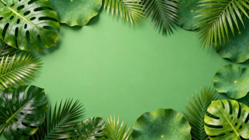 热带植物绿色背景边框图片