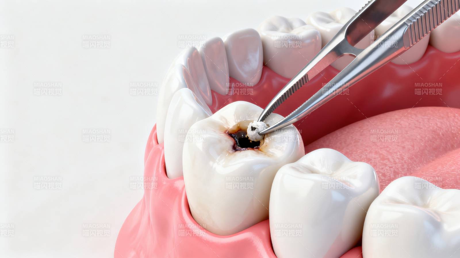 牙齿蛀牙补牙治疗过程图片