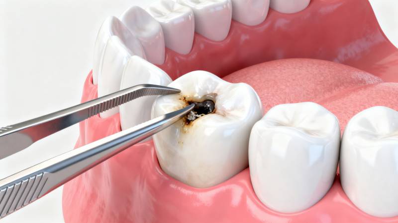 牙齿龋齿治疗过程展示图片