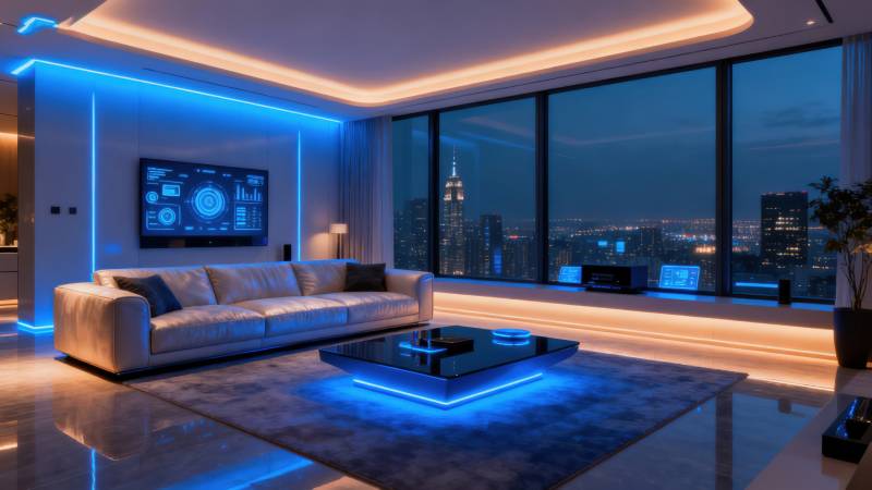 现代智能客厅科技氛围图片