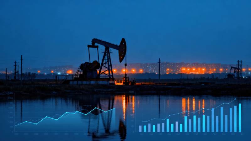 石油开采夜景与数据图表图片