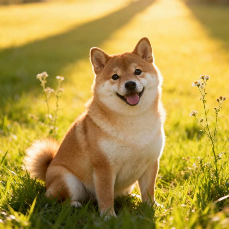 阳光下的可爱柴犬图片