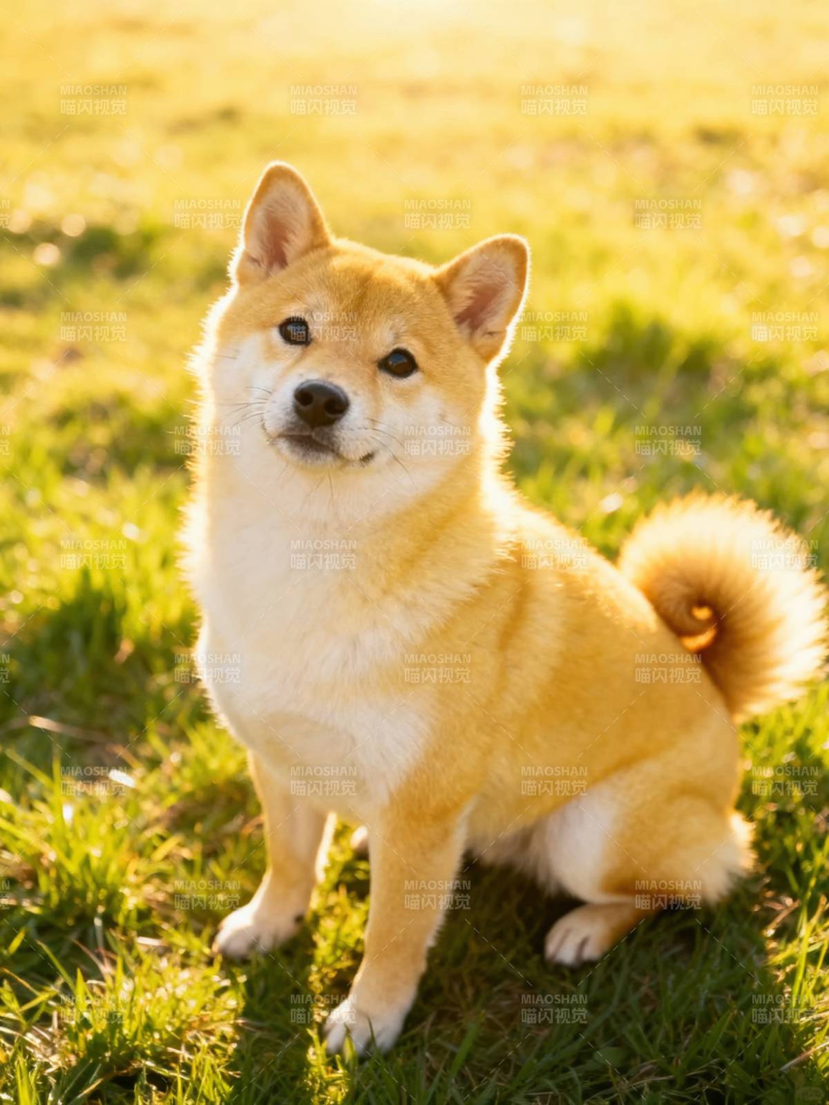 阳光下的可爱柴犬图片