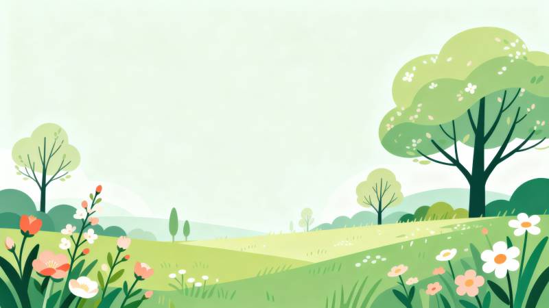 春日田园风景插画图片