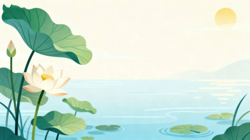 夏日荷塘静谧风光图片