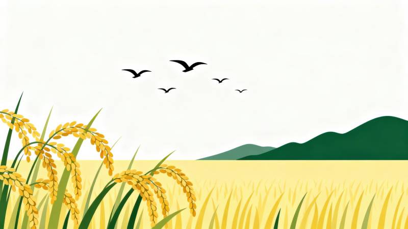 金黄稻田丰收景象图片