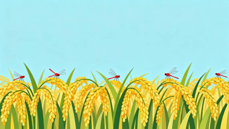 稻田丰收红蜻蜓图片