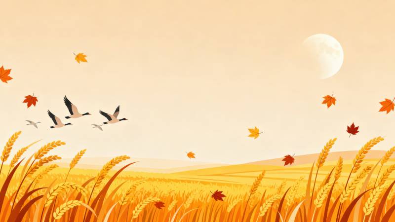 秋日丰收大雁南飞图片