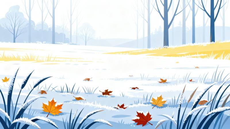 初雪覆盖的秋日田野图片